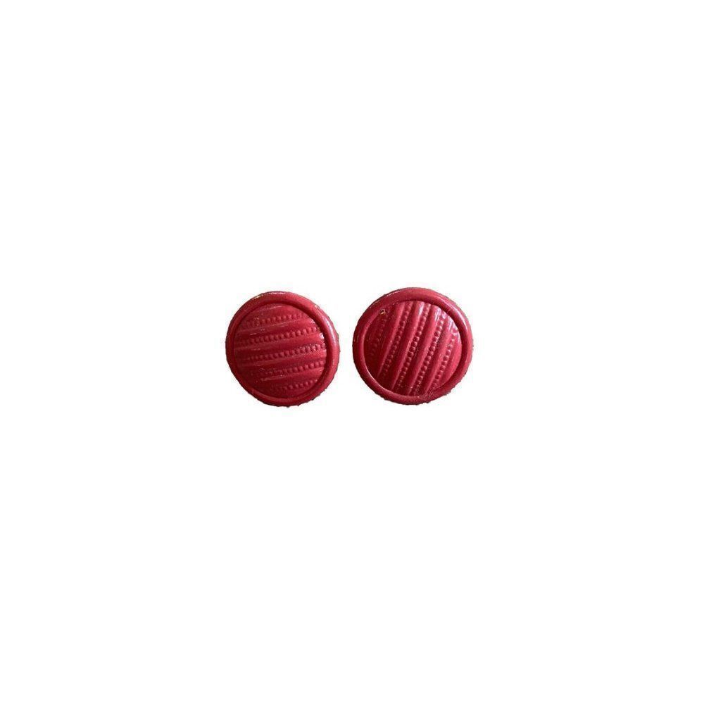 Vintage Earrings Red Circular Stud Studs Striped 1960s 60s